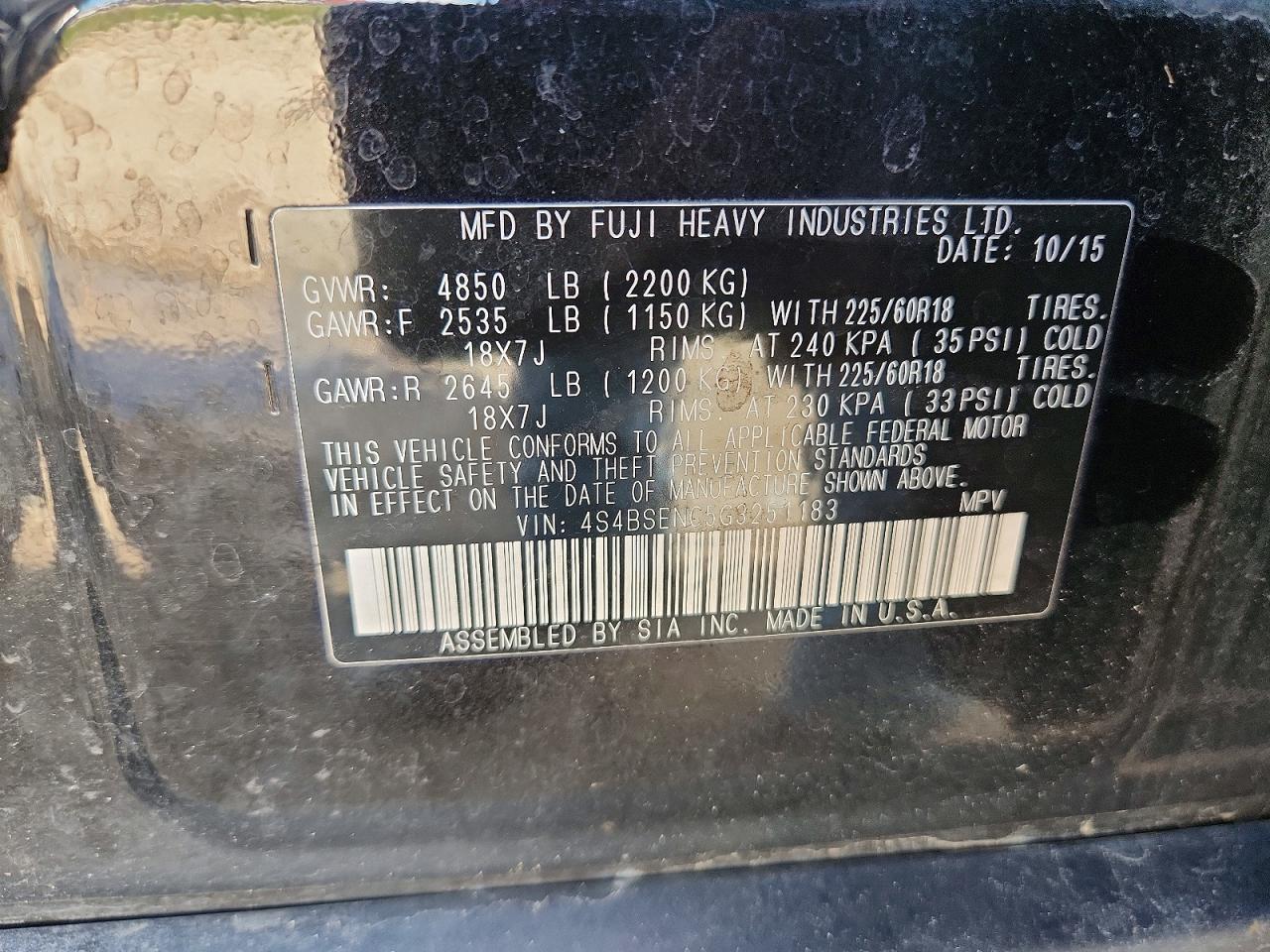 2016 SUBARU Outback