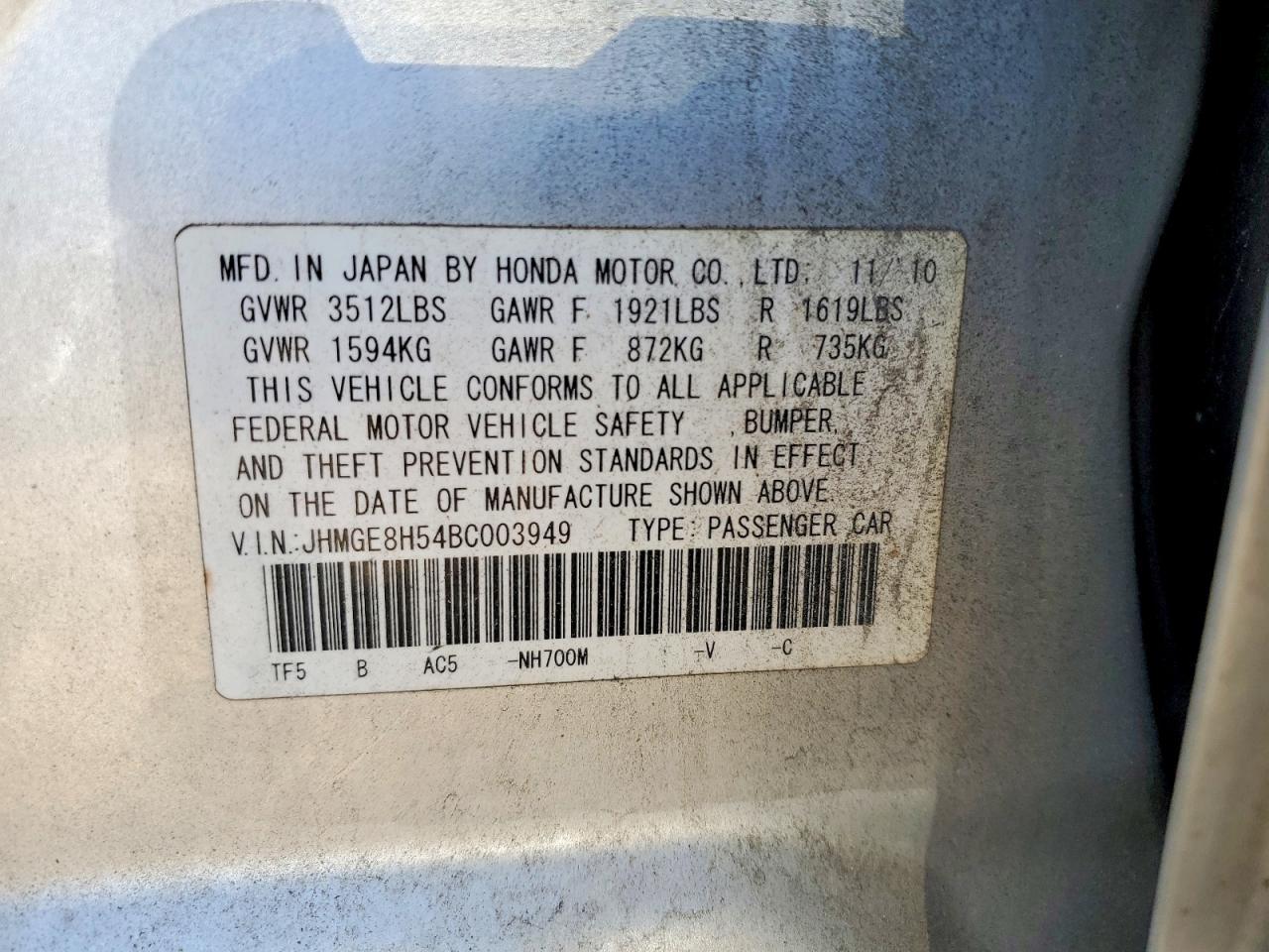 2011 HONDA FIT