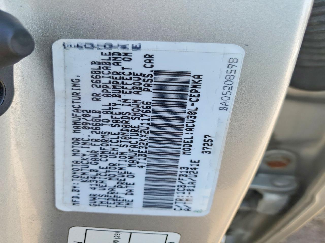 2002 TOYOTA CAMRY