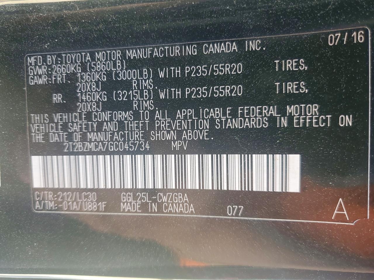 2016 LEXUS RX 350