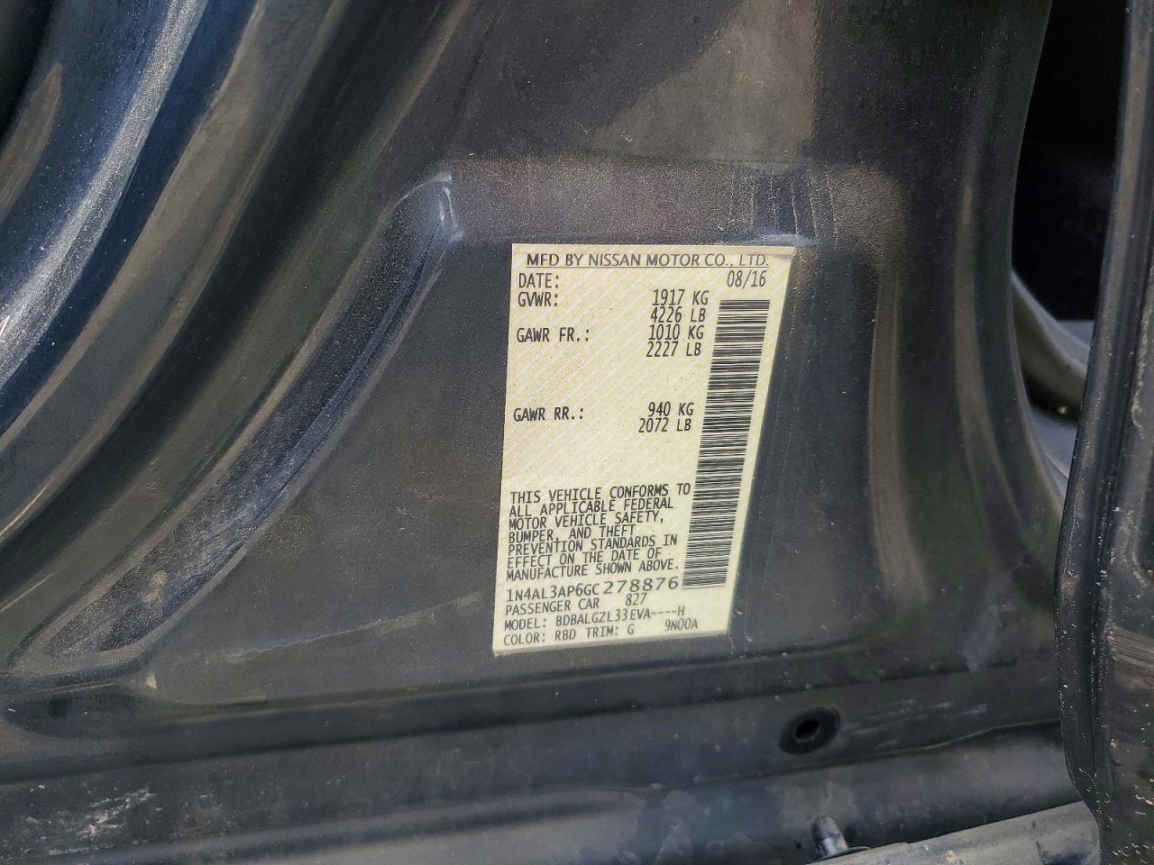 2016 NISSAN ALTIMA