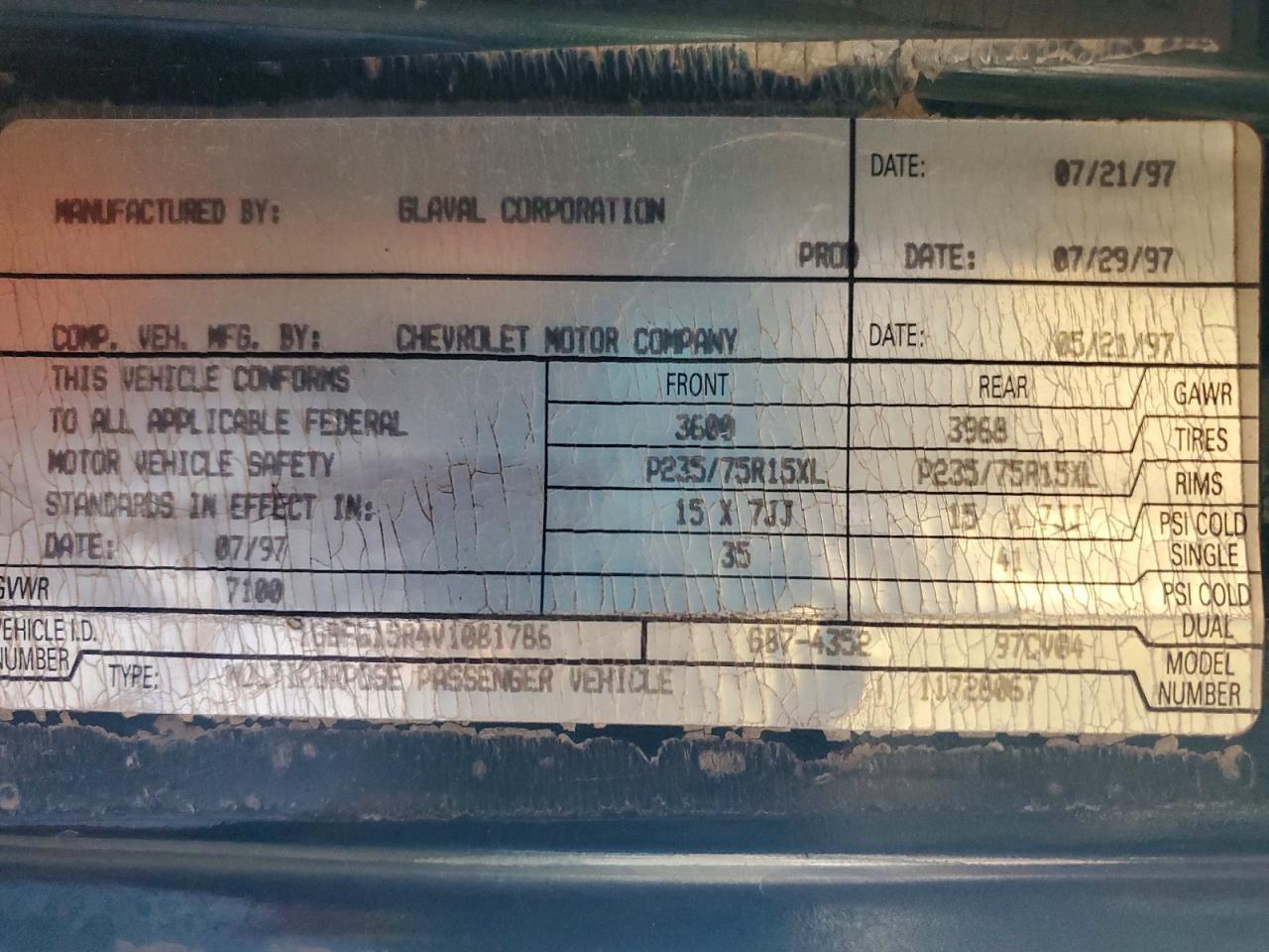 1997 CHEVROLET Express 1500