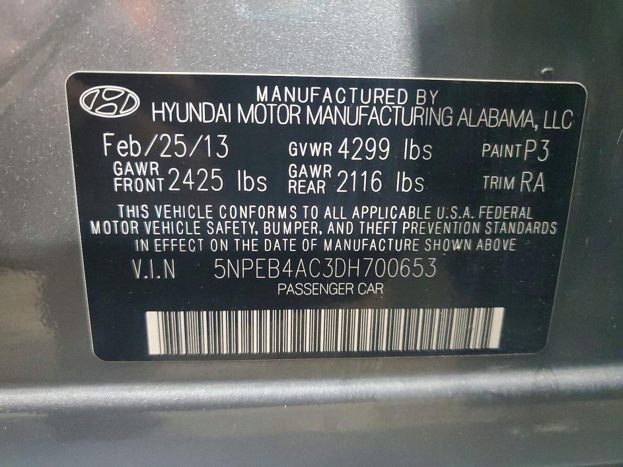 2013 HYUNDAI SONATA