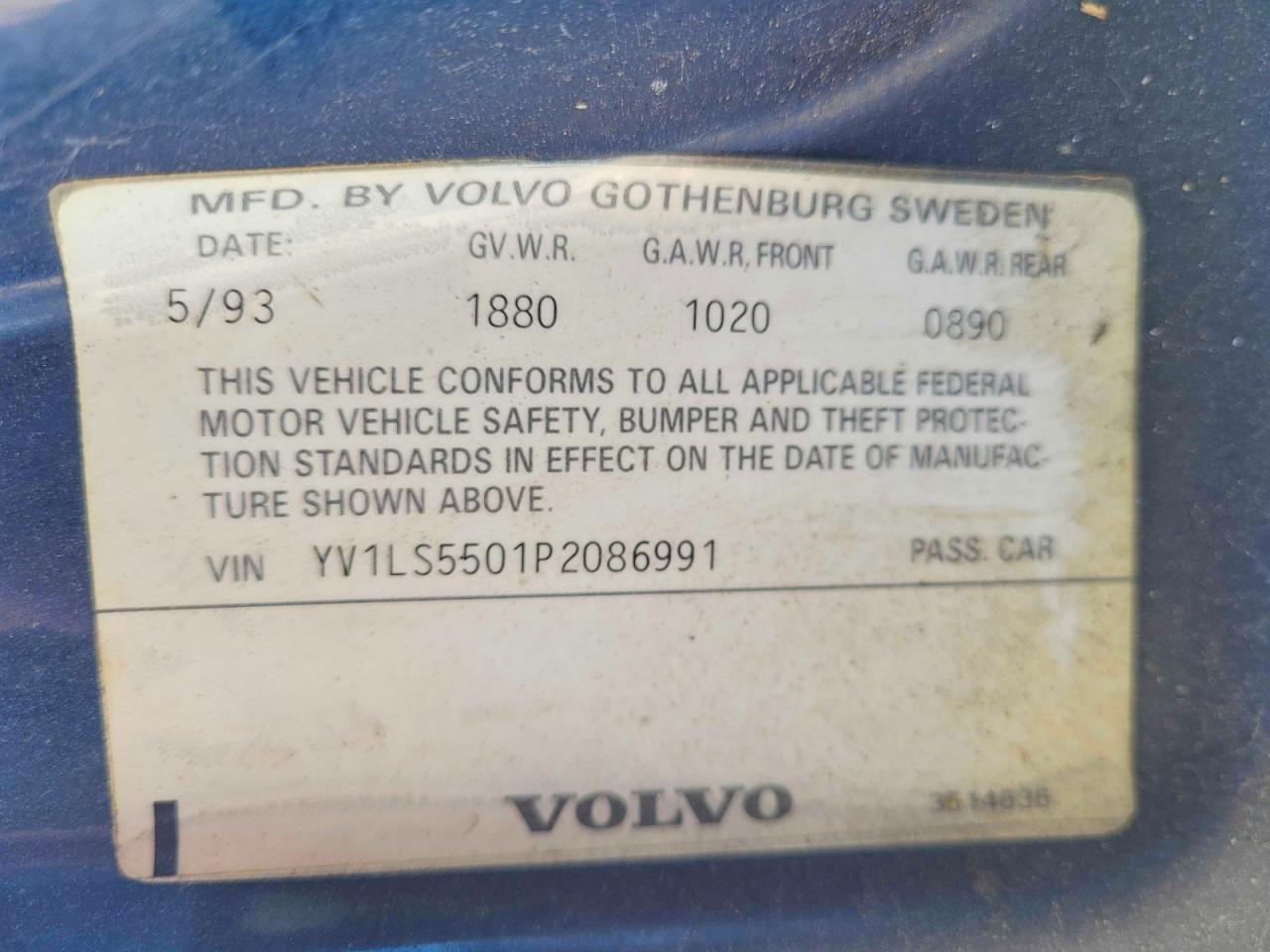 1993 VOLVO 850