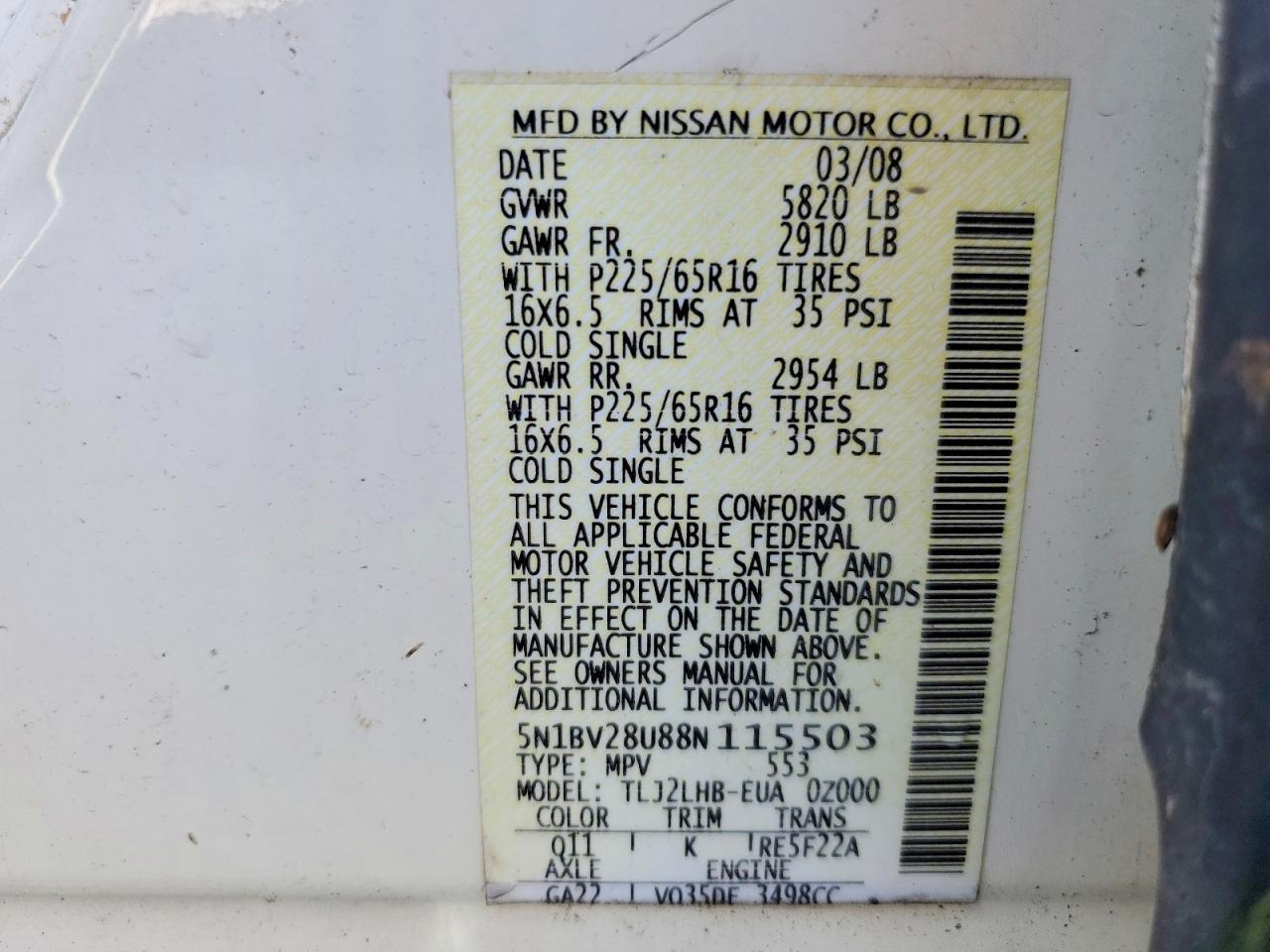 2008 NISSAN Quest