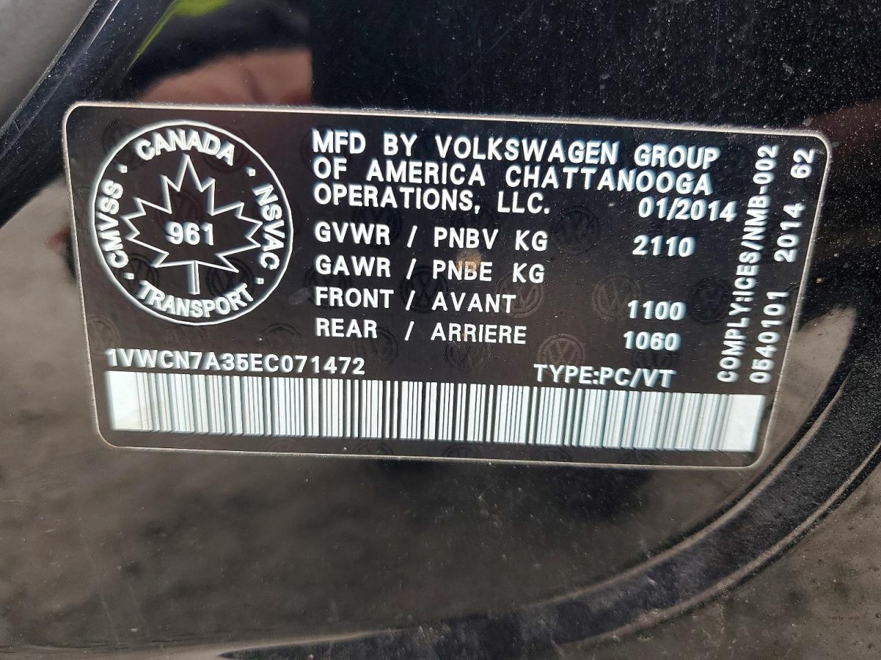 2014 VOLKSWAGEN Passat
