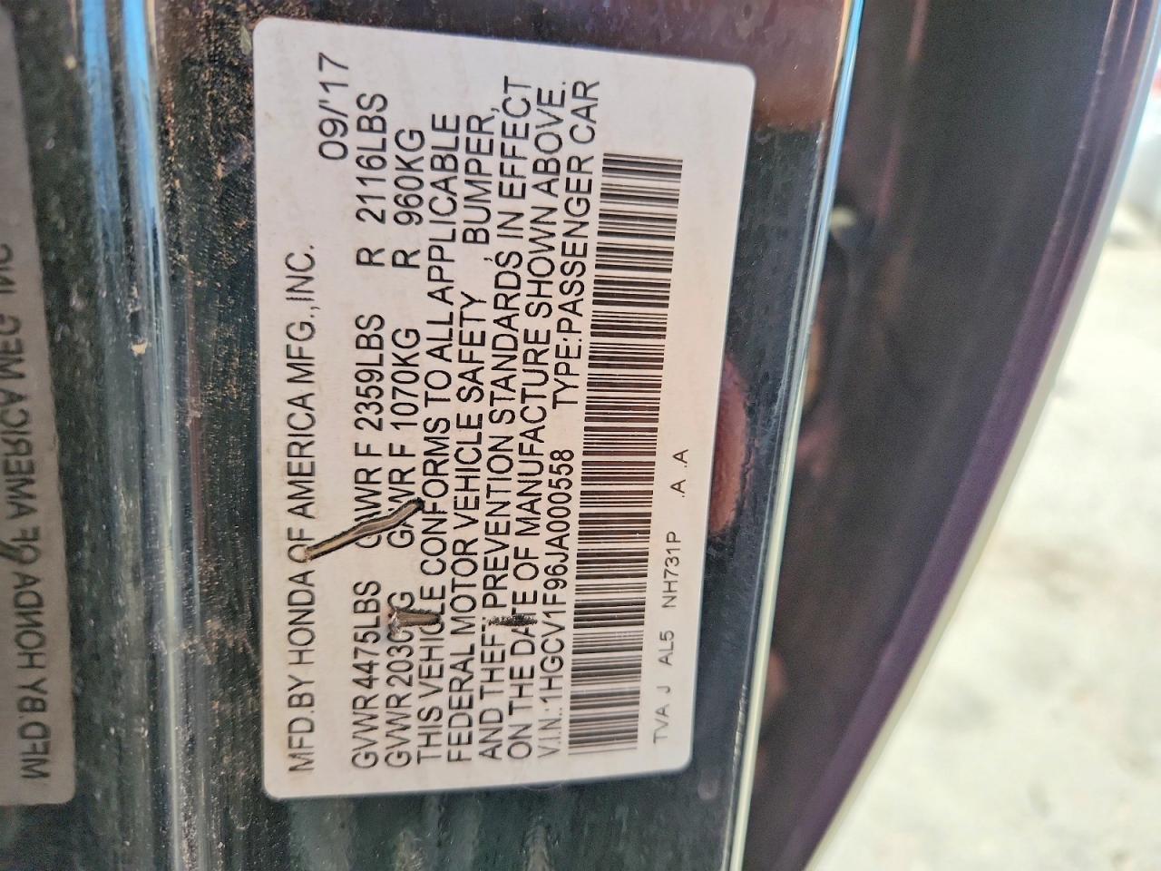 2018 HONDA ACCORD