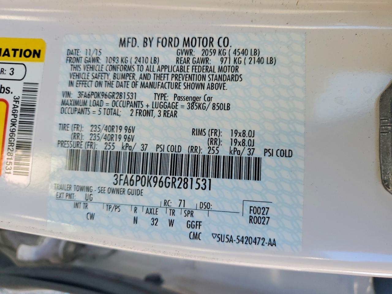 2016 FORD FUSION