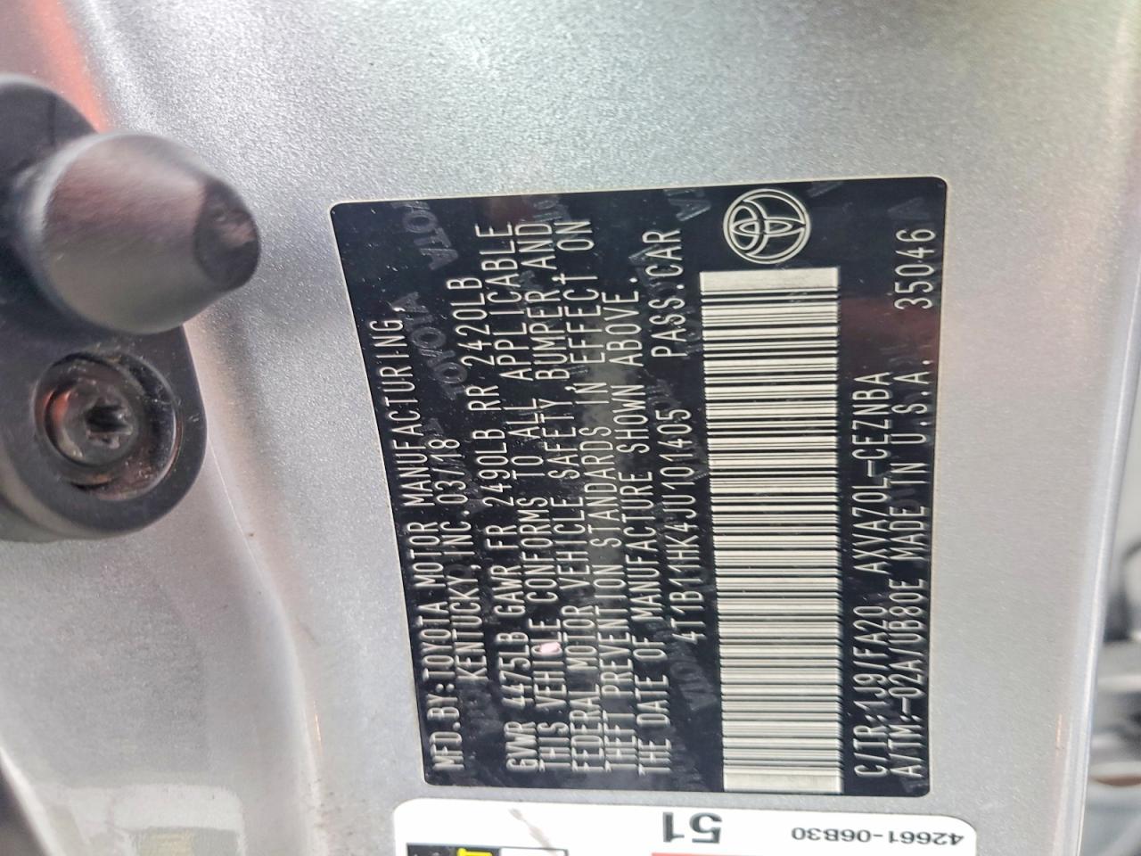 2018 TOYOTA CAMRY