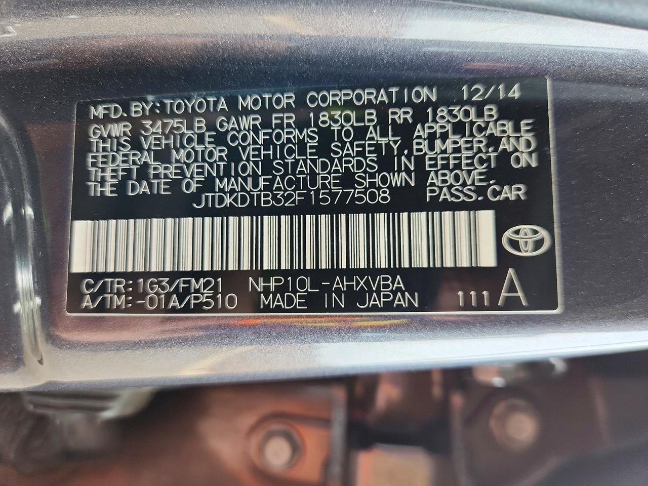 2015 TOYOTA Prius c