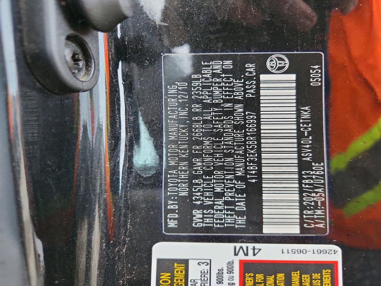 2011 TOYOTA CAMRY