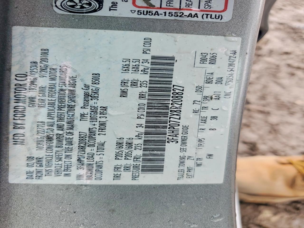 2008 FORD FUSION
