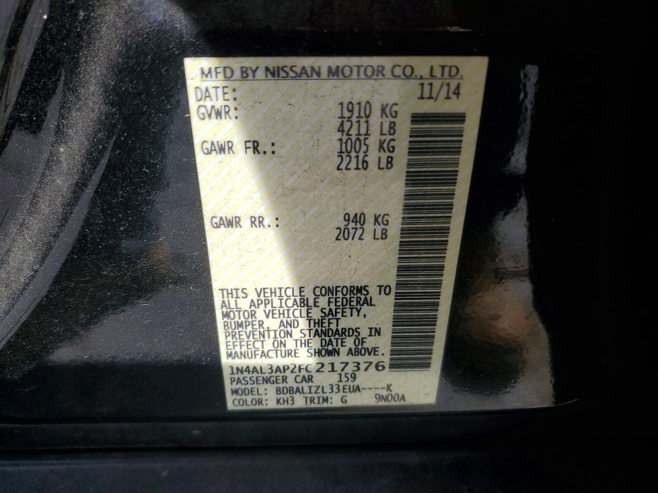 2015 NISSAN ALTIMA