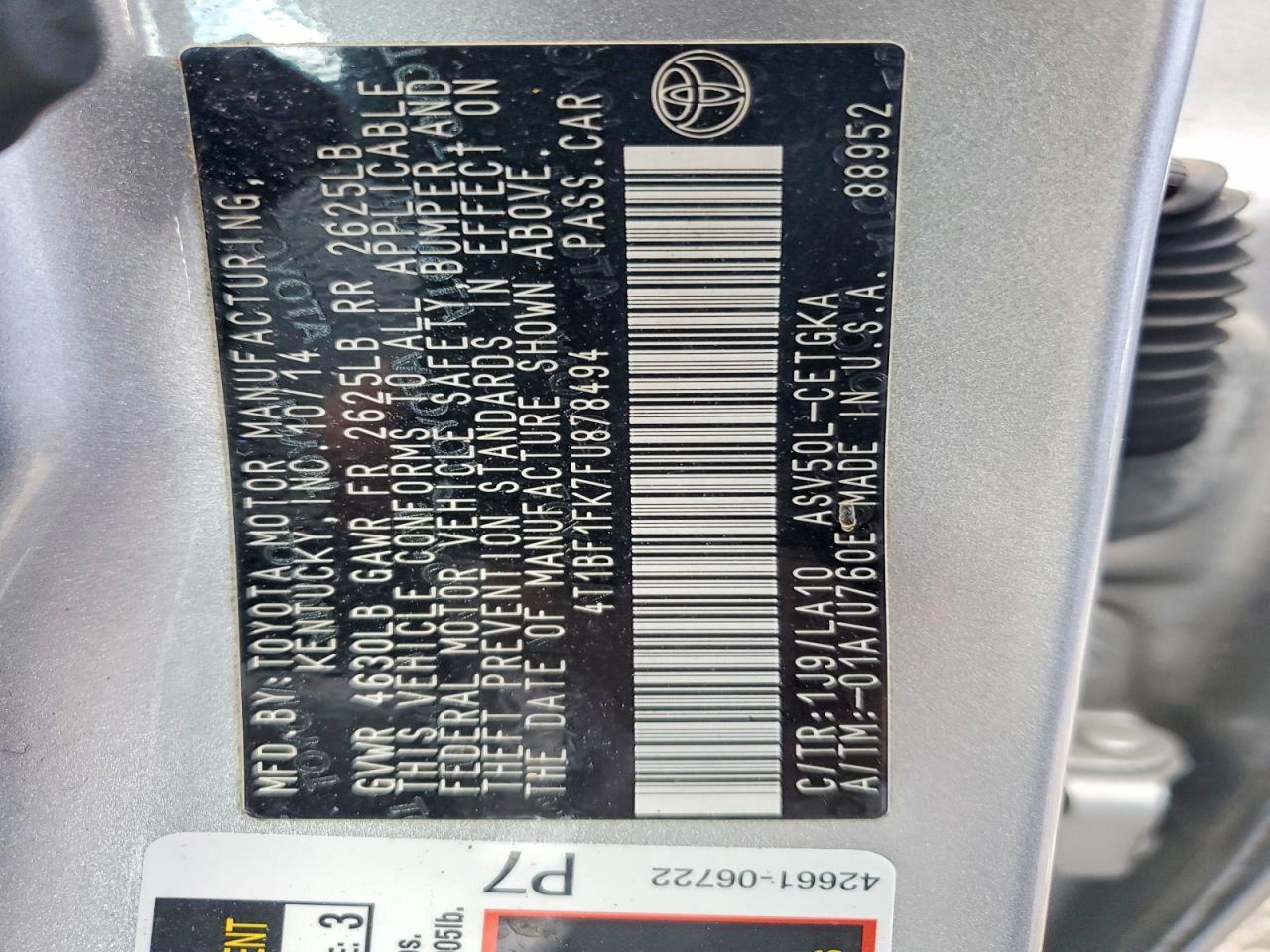2015 TOYOTA CAMRY