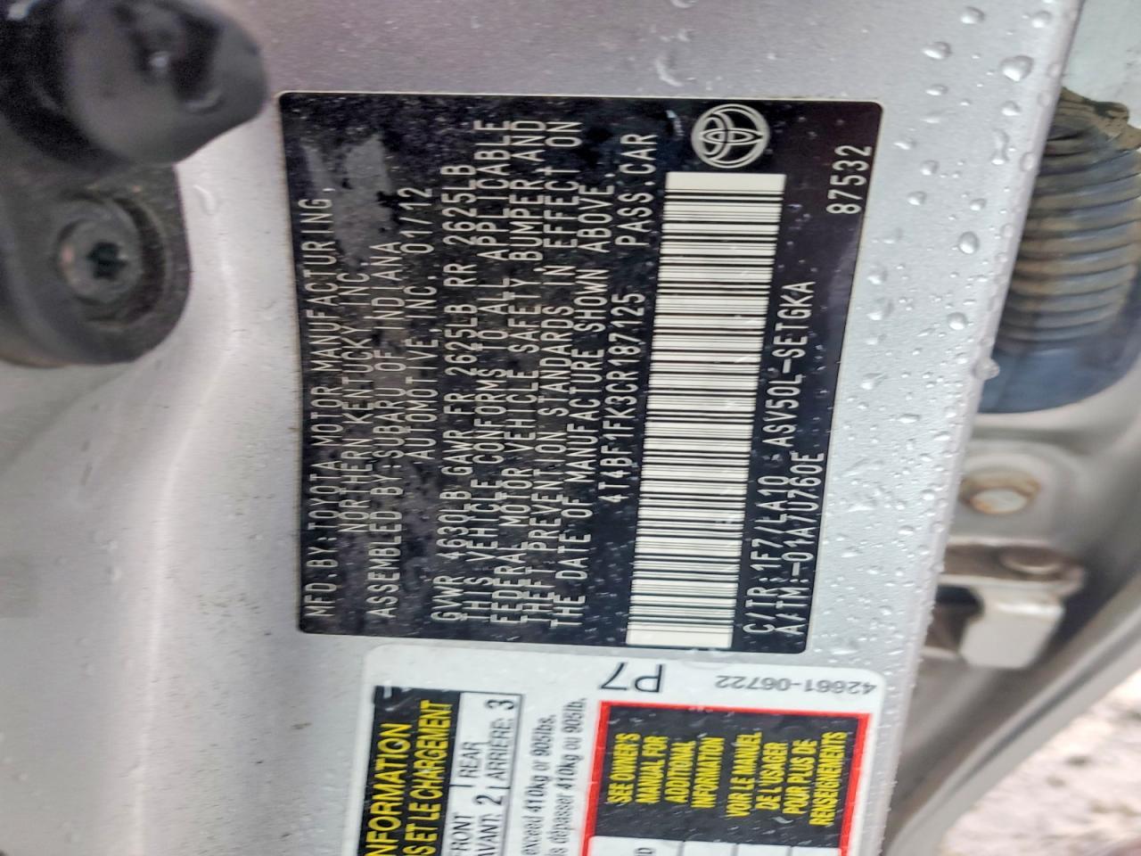 2012 TOYOTA CAMRY