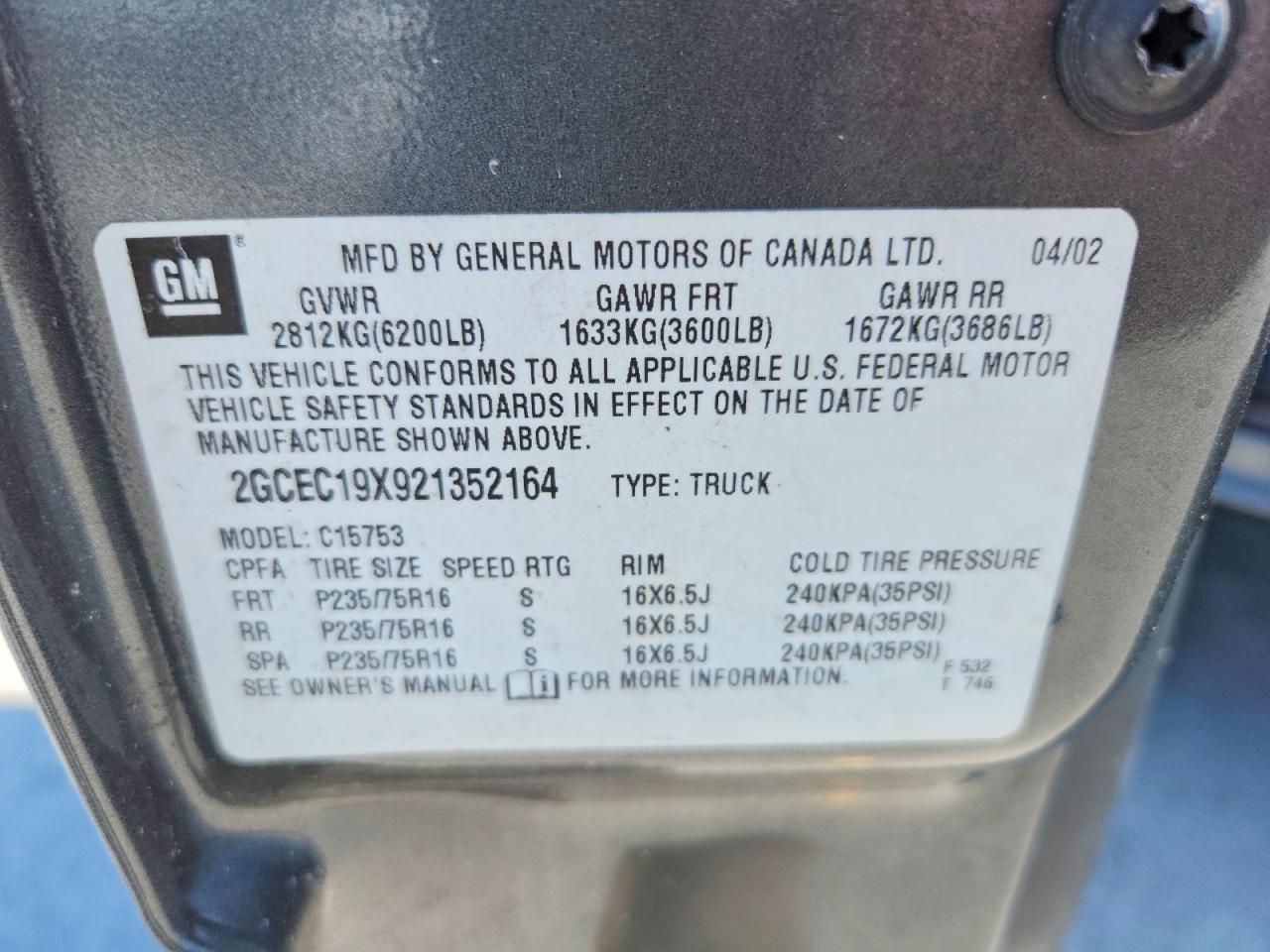 2002 CHEVROLET SILVERADO 1500