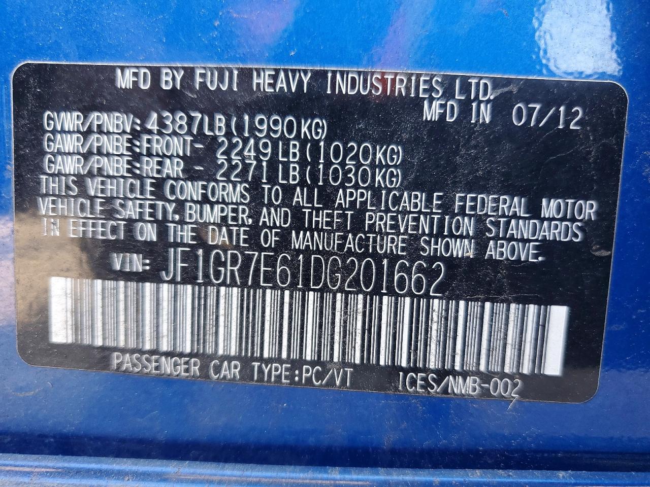 2013 SUBARU IMPREZA