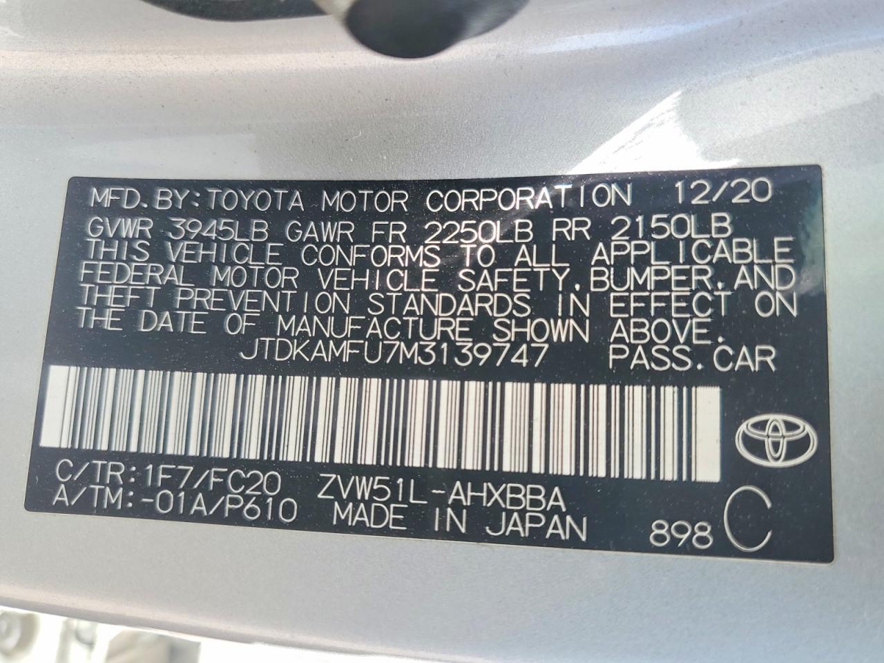 2021 TOYOTA PRIUS