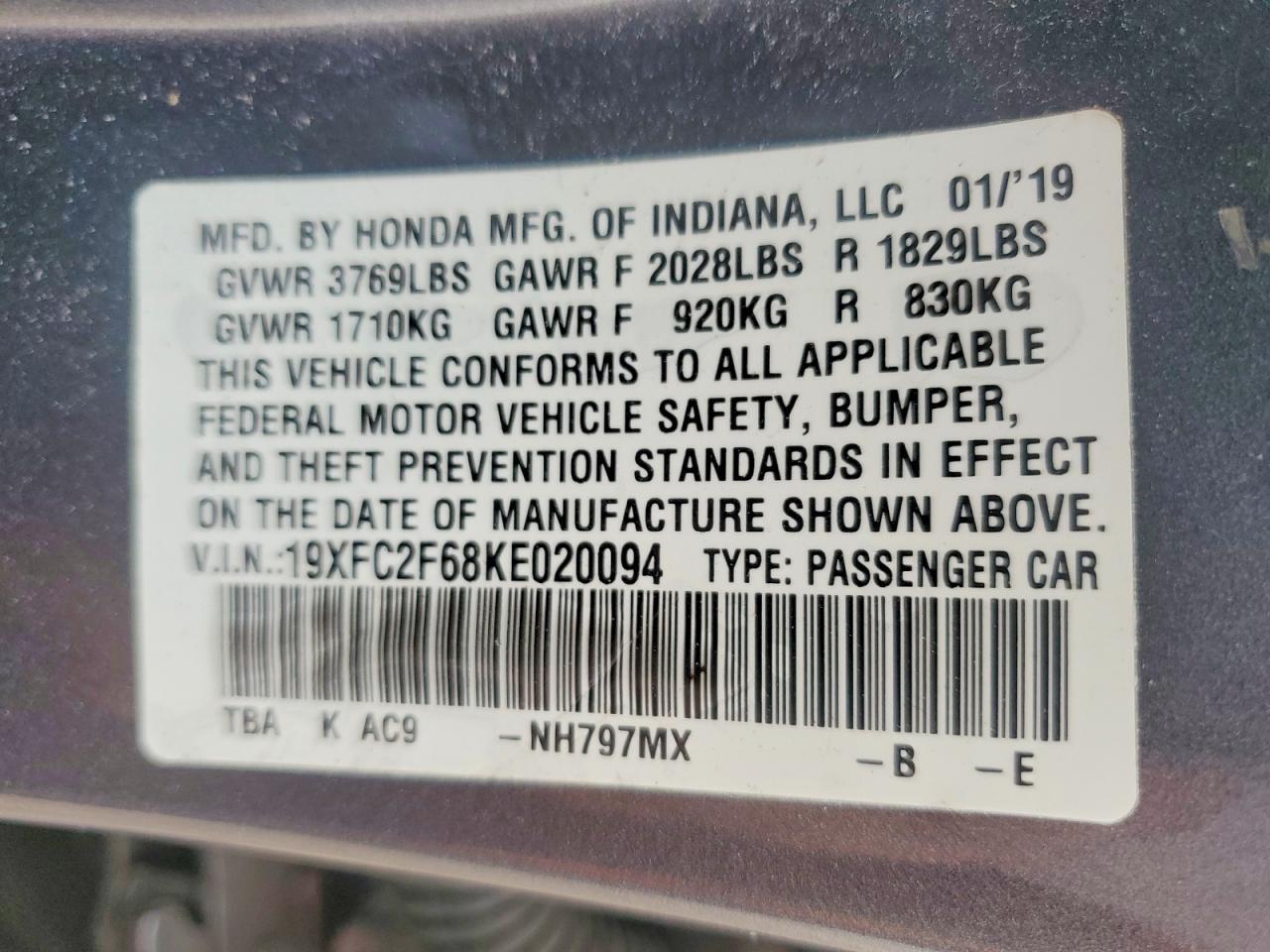2019 HONDA CIVIC
