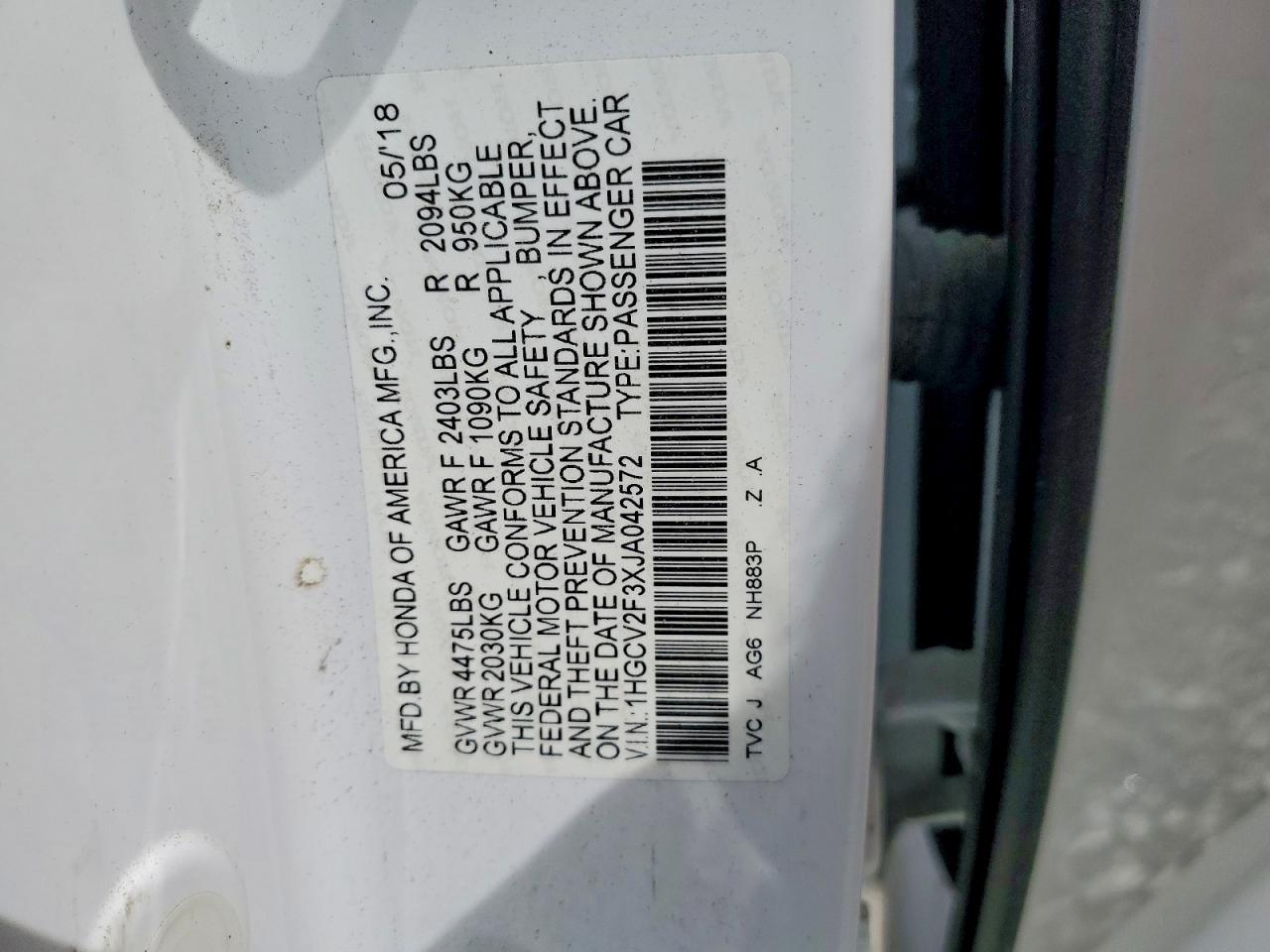 2018 HONDA ACCORD