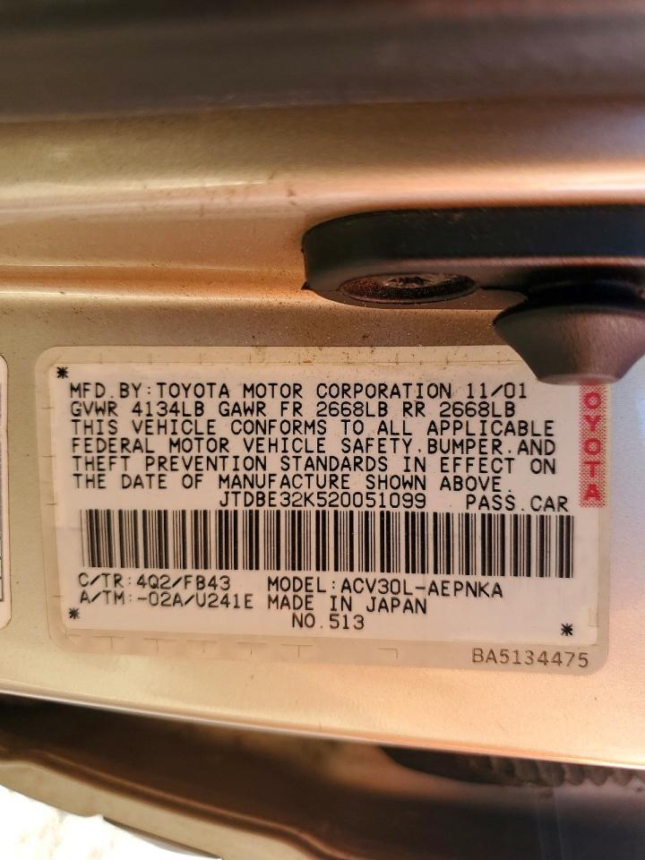 2002 TOYOTA CAMRY