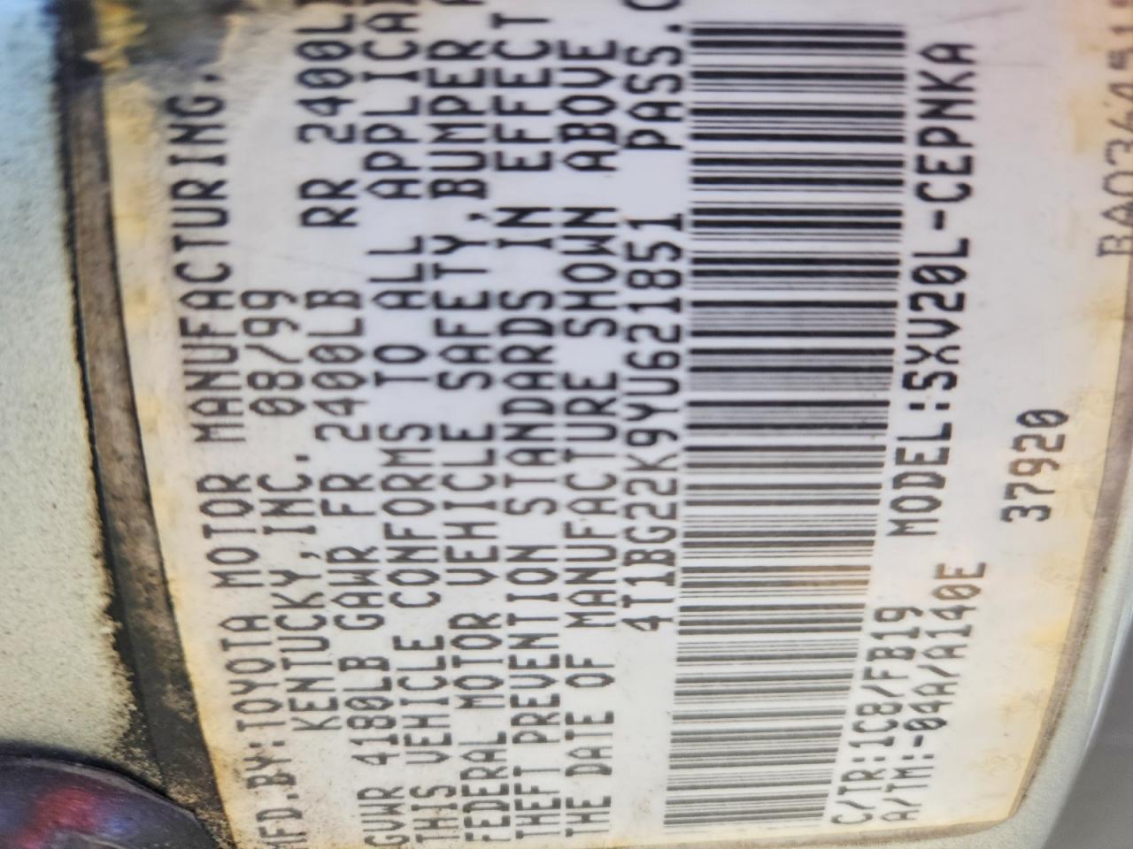 2000 TOYOTA CAMRY