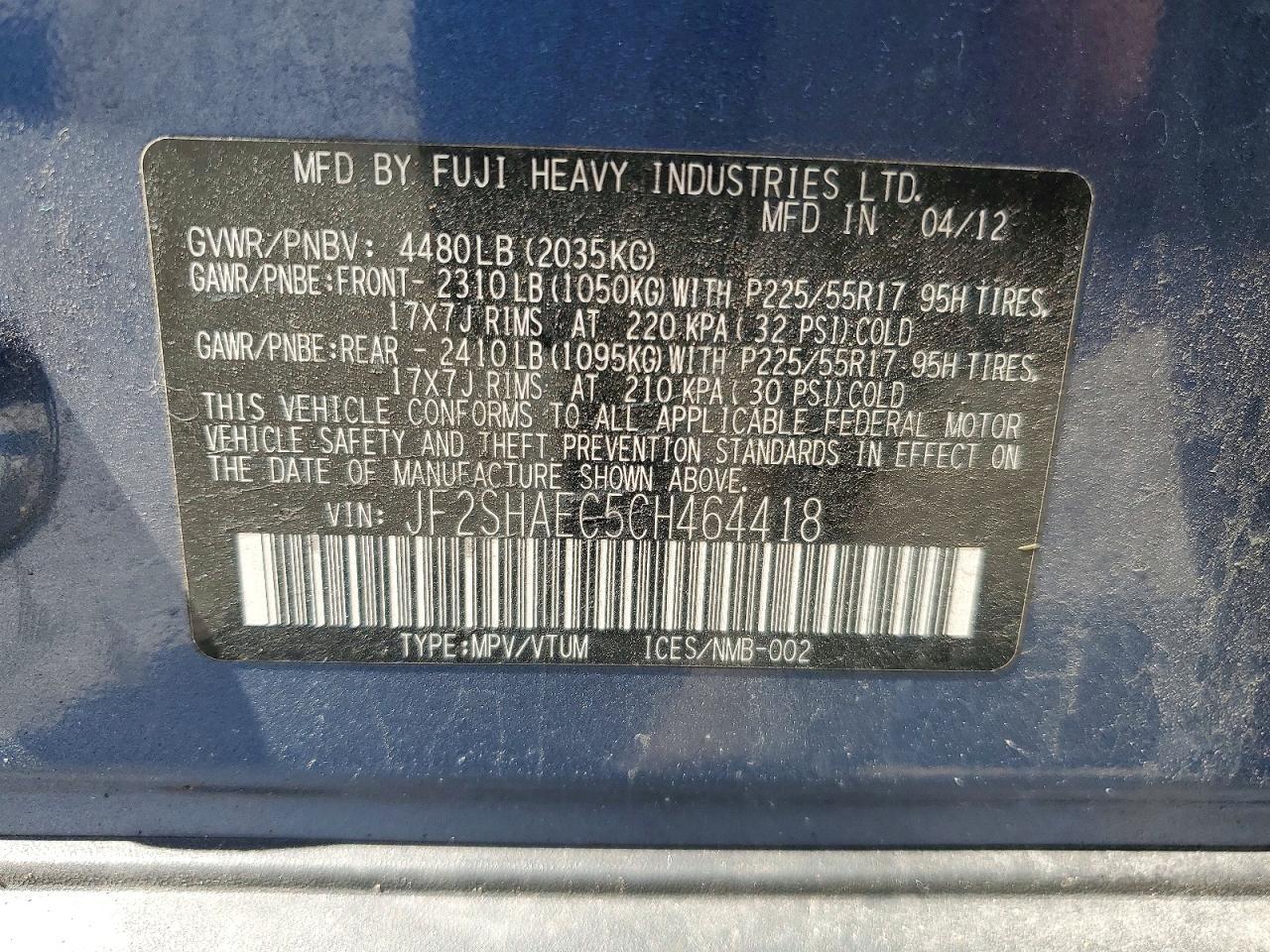 2012 SUBARU FORESTER