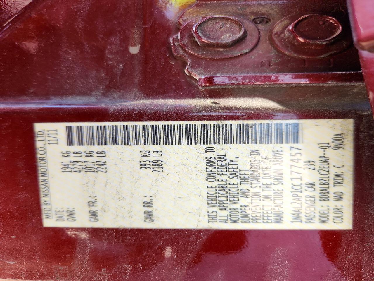 2012 NISSAN ALTIMA