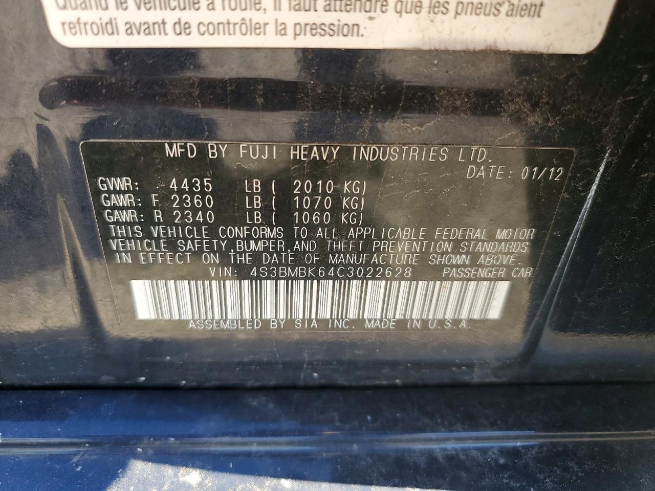 2012 SUBARU Legacy