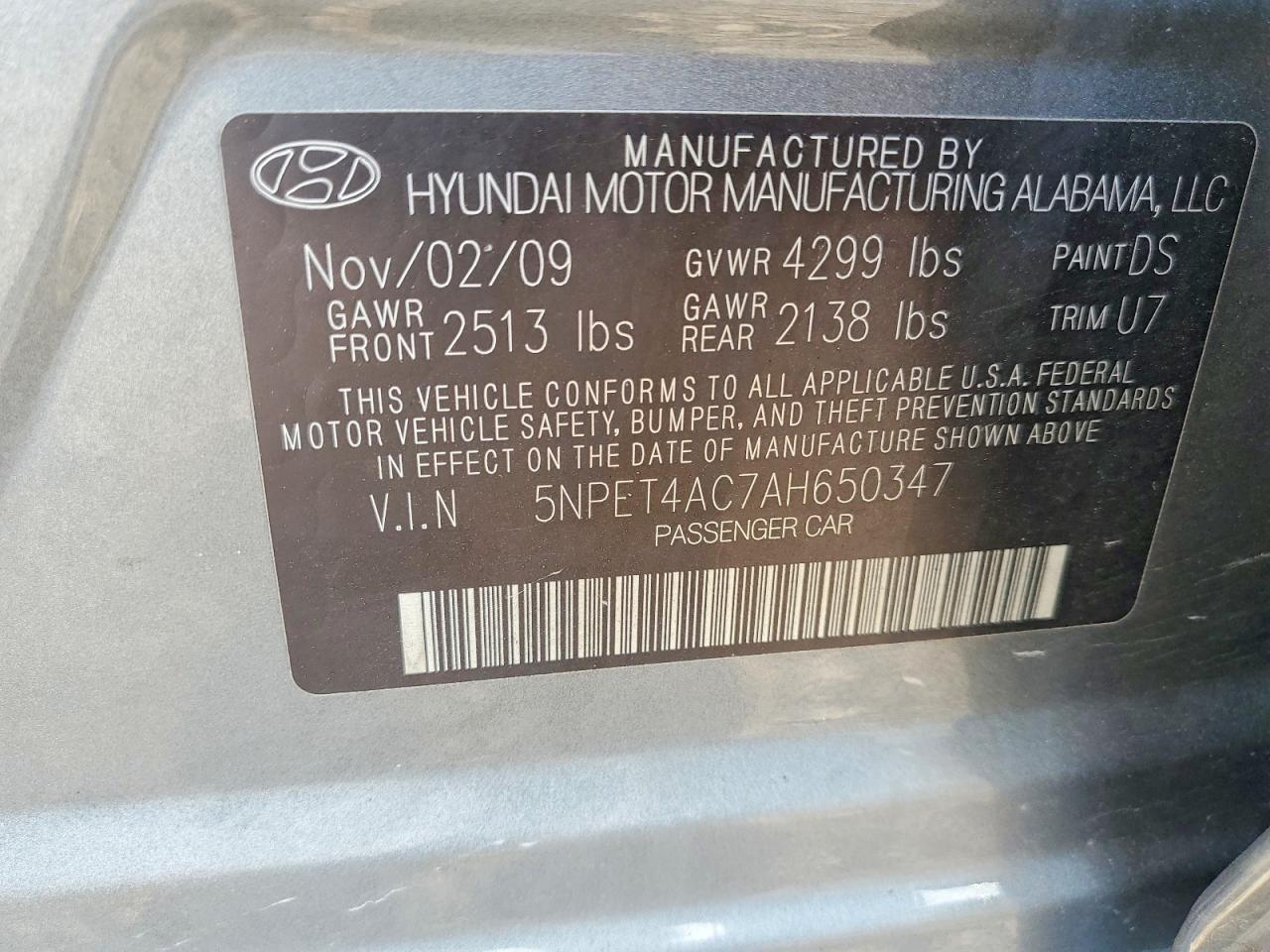 2010 HYUNDAI SONATA