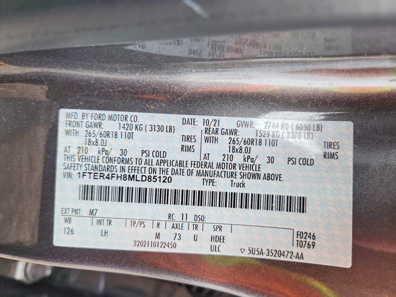 2021 FORD RANGER