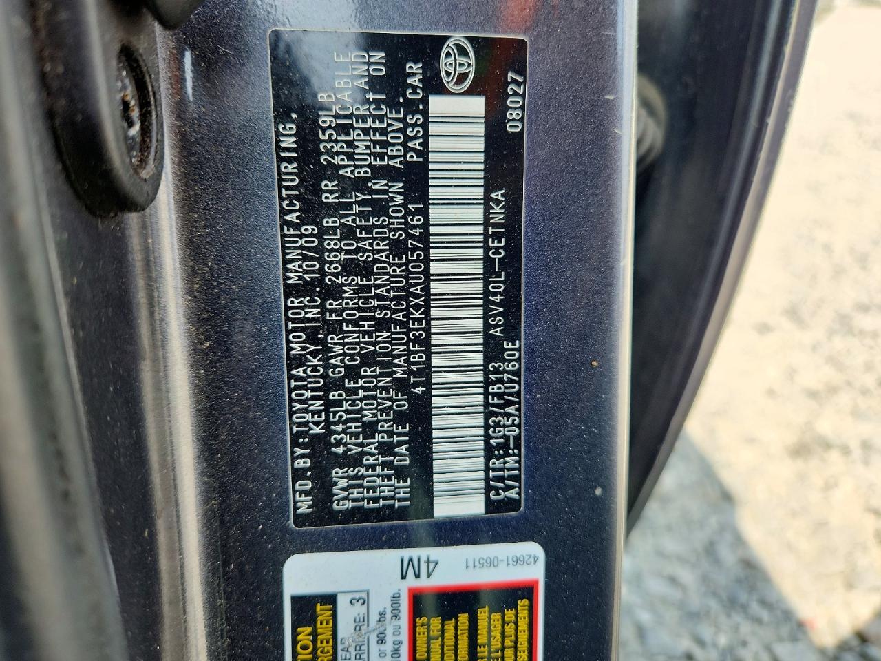 2010 TOYOTA CAMRY
