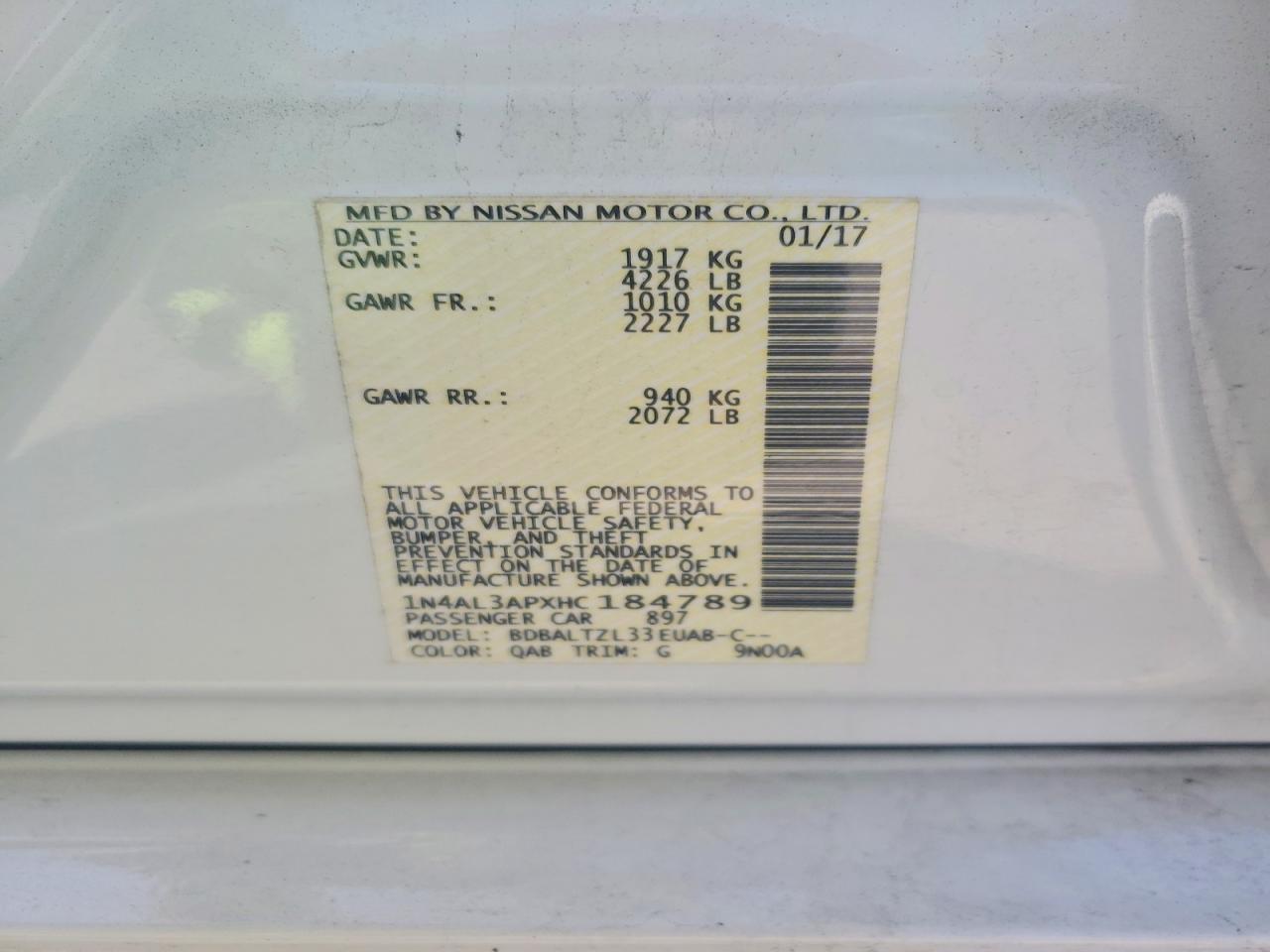 2017 NISSAN ALTIMA