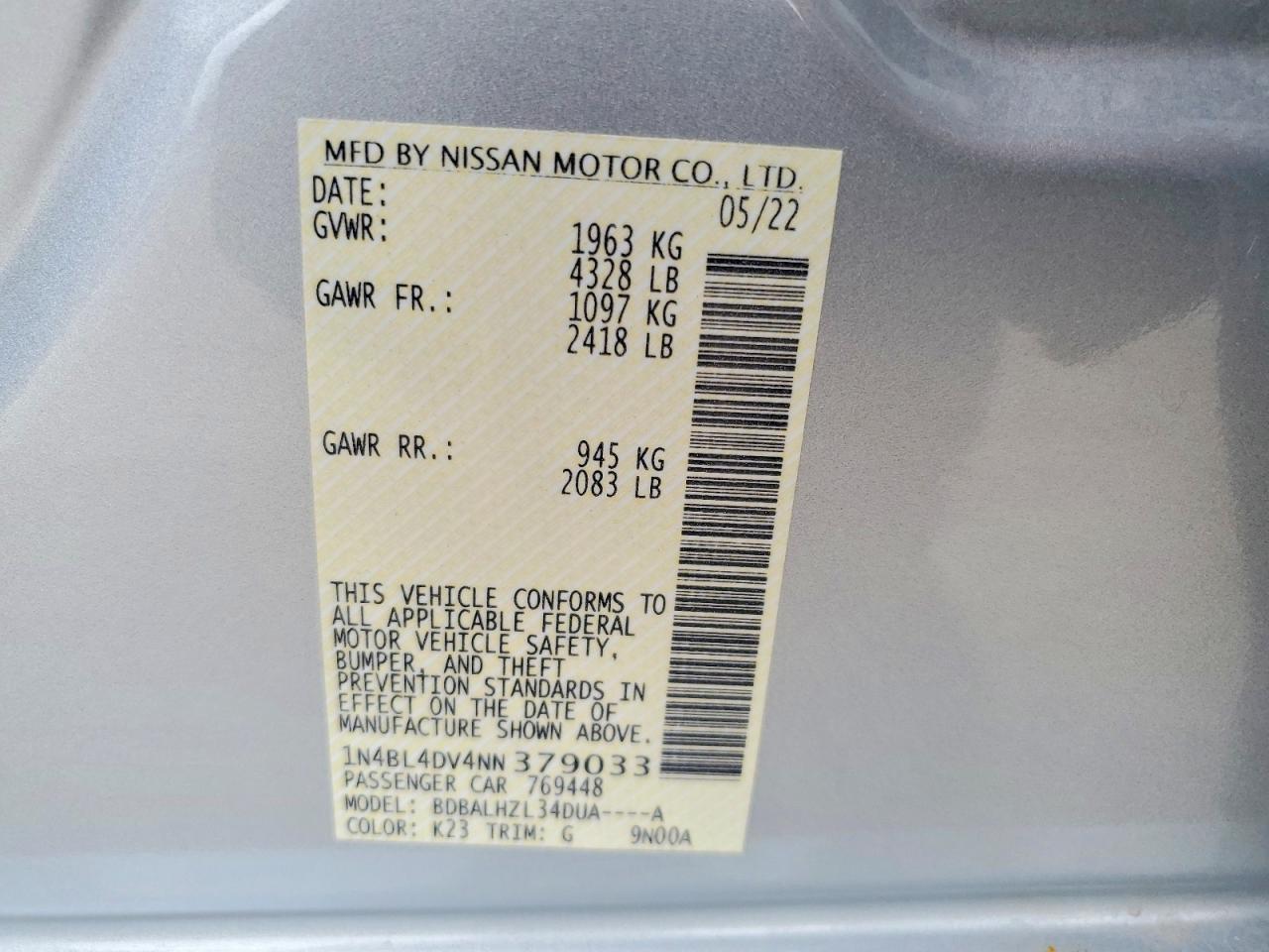 2022 NISSAN ALTIMA