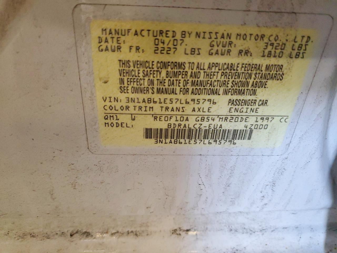 2007 NISSAN SENTRA