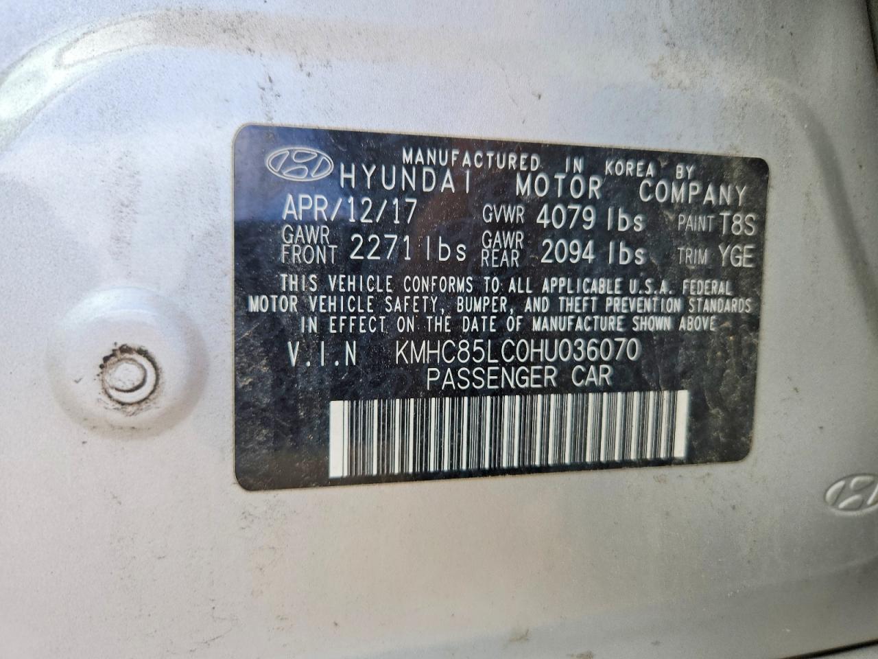 2017 HYUNDAI Ioniq