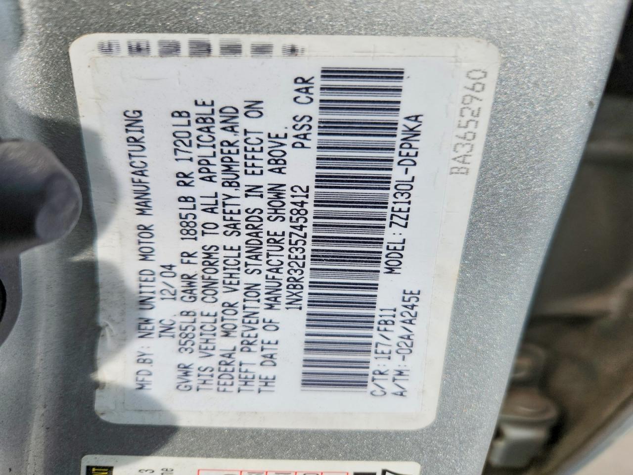 2005 TOYOTA COROLLA