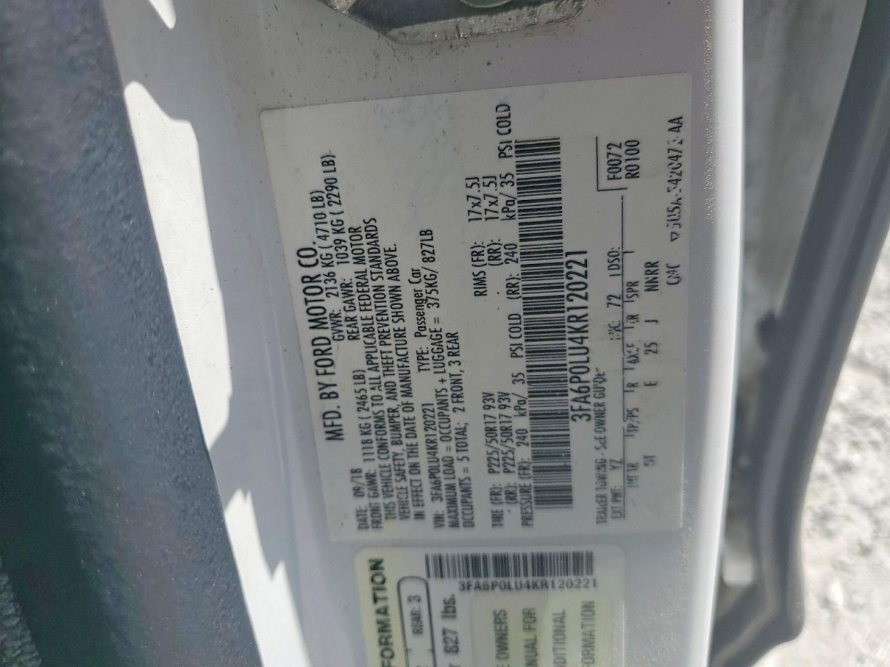 2019 FORD FUSION