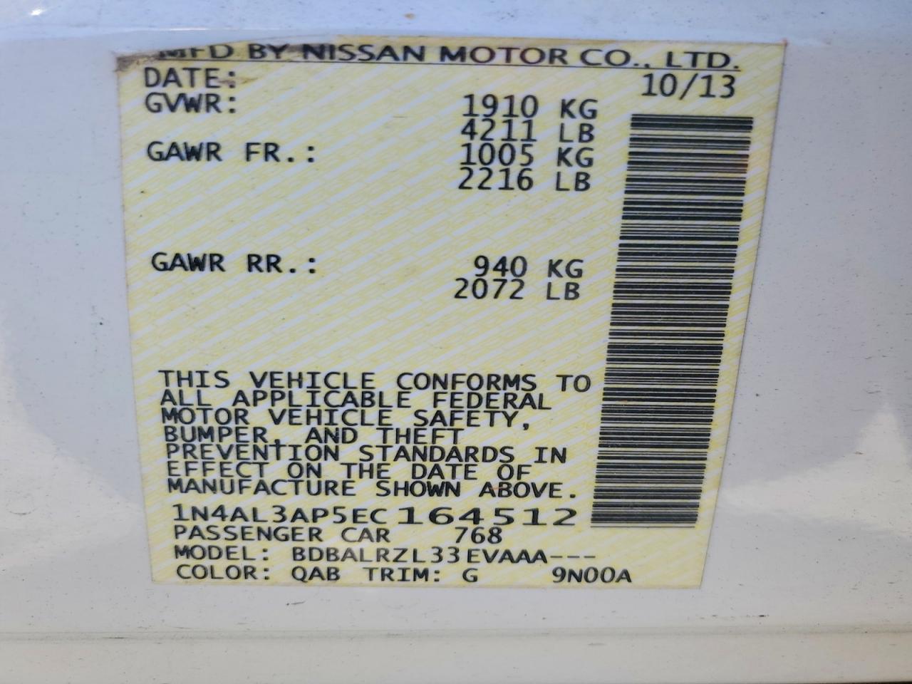 2014 NISSAN ALTIMA