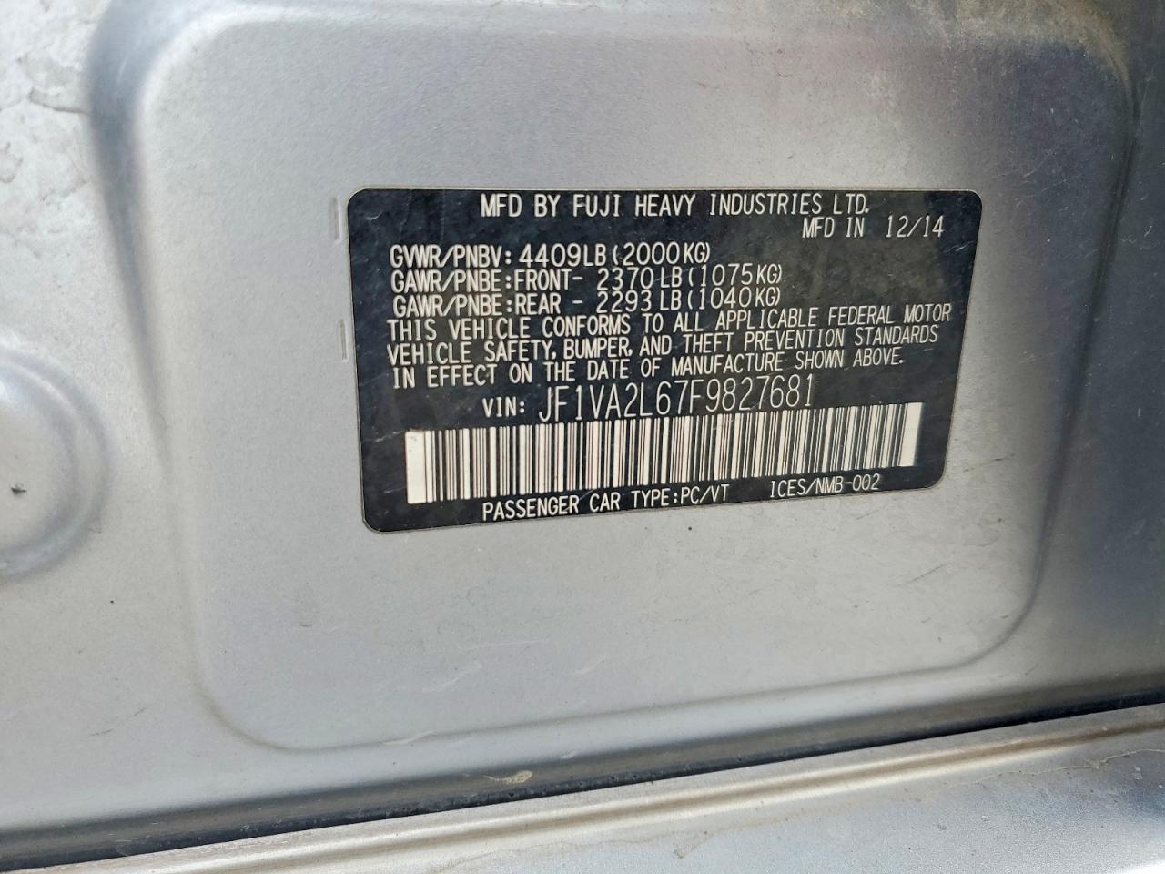 2015 SUBARU WRX