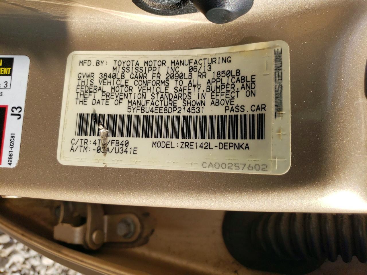 2013 TOYOTA COROLLA