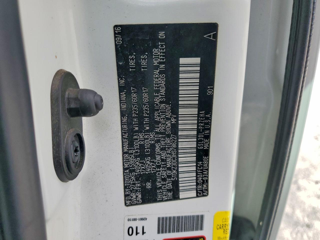 2017 TOYOTA SIENNA