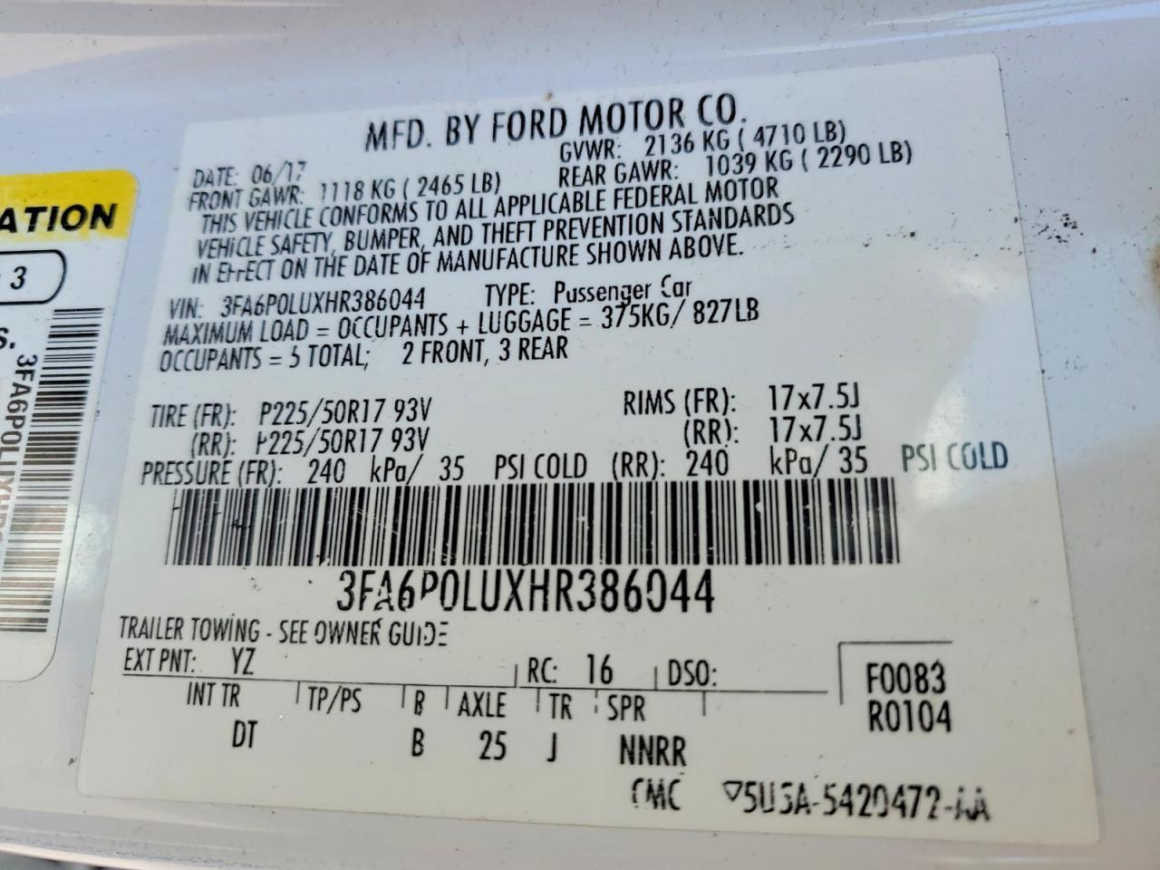 2017 FORD FUSION