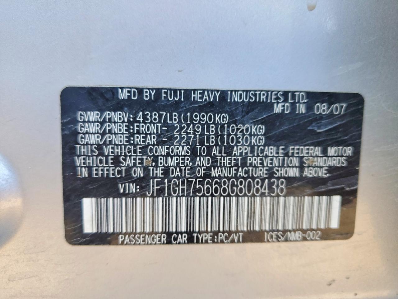 2008 SUBARU IMPREZA