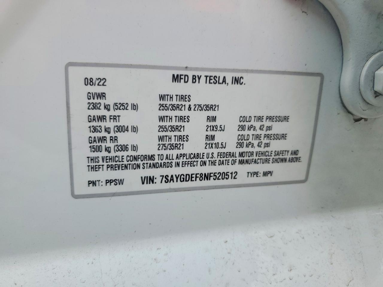 2022 TESLA MODEL Y