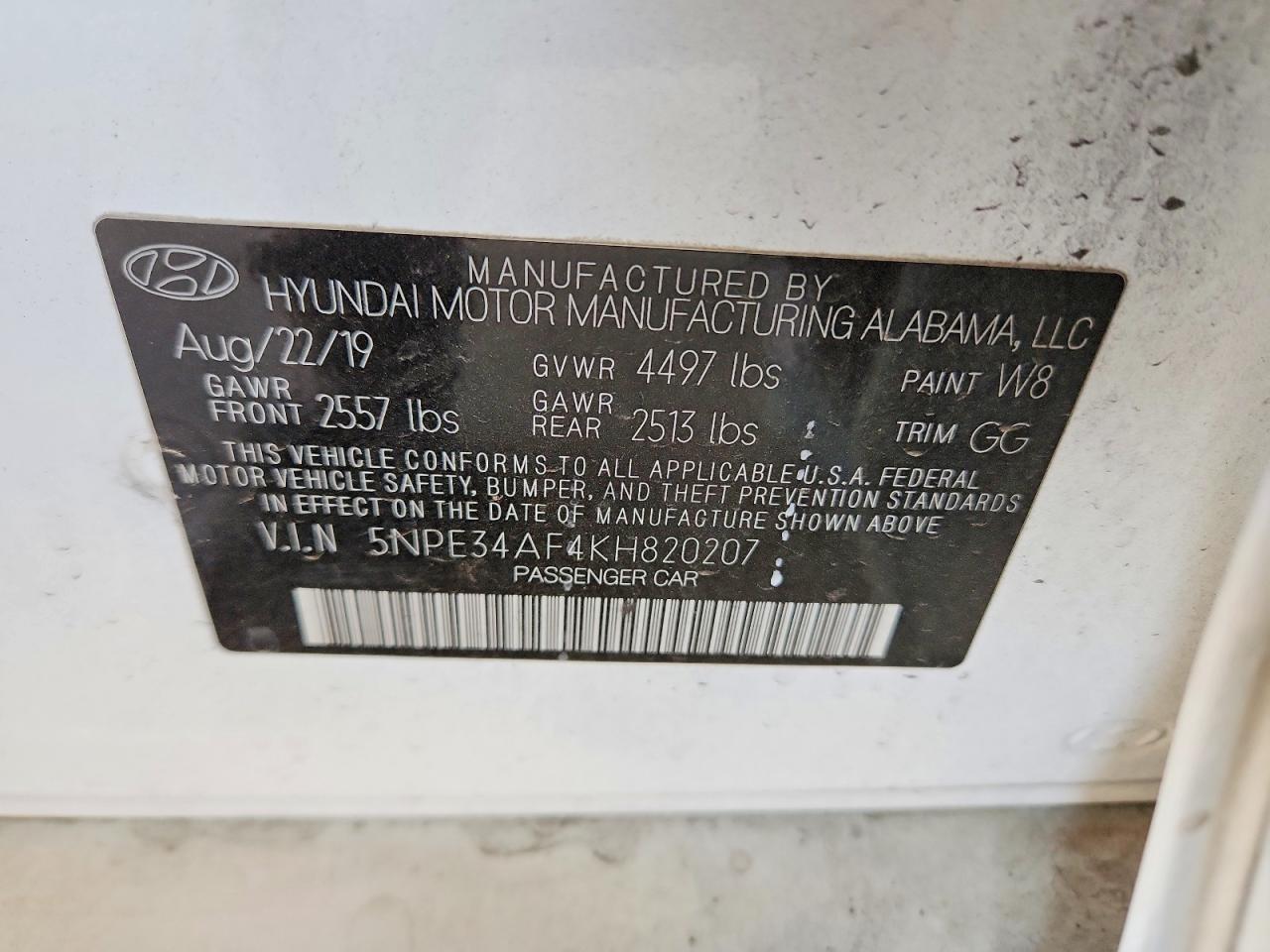 2019 HYUNDAI SONATA