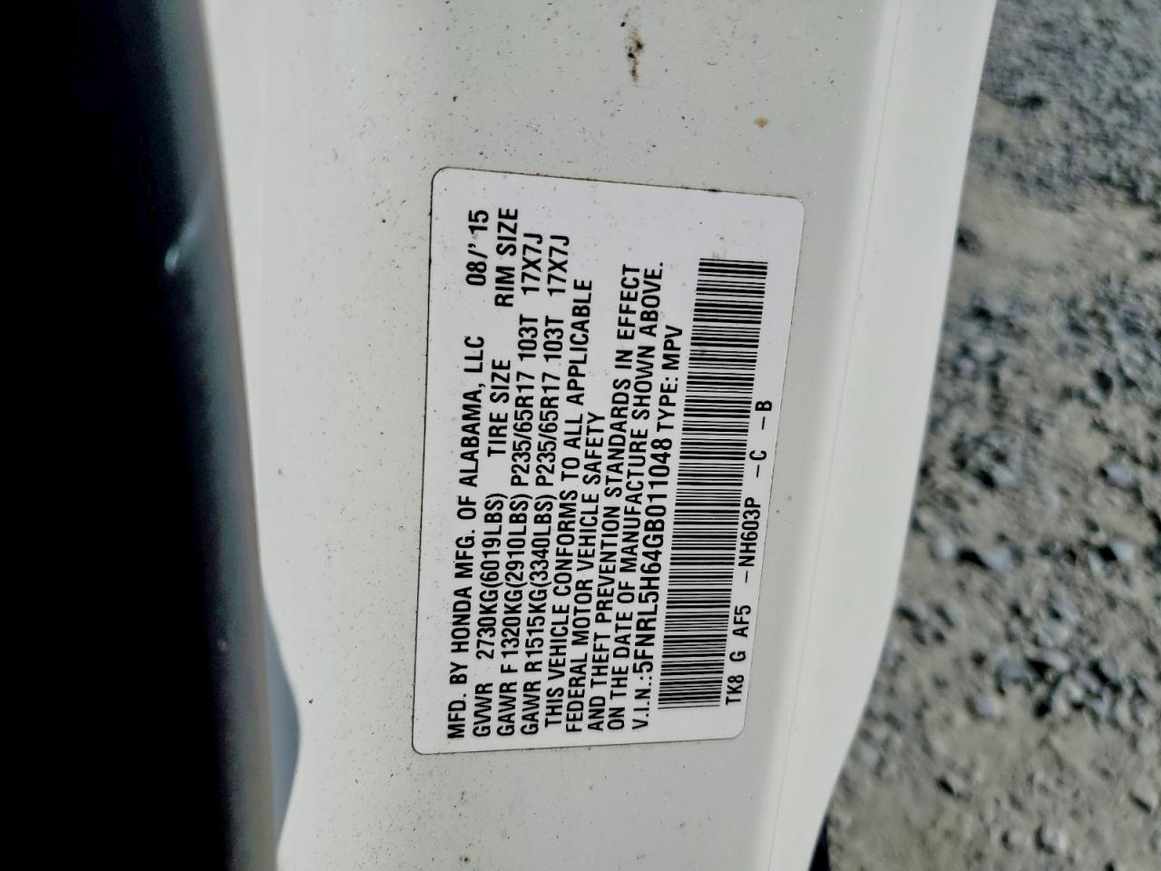 2016 HONDA ODYSSEY