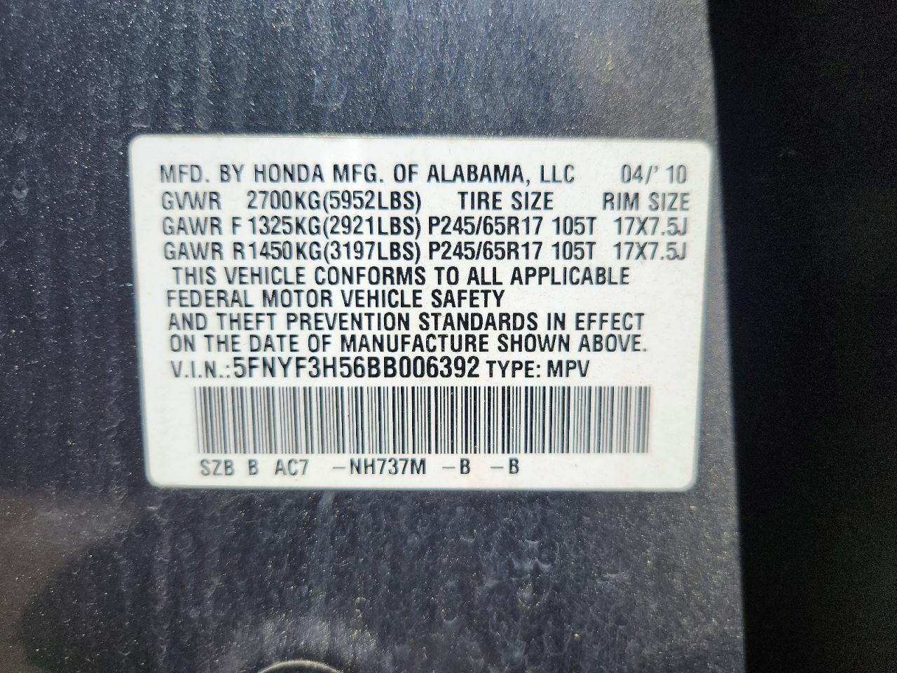 2011 HONDA PILOT