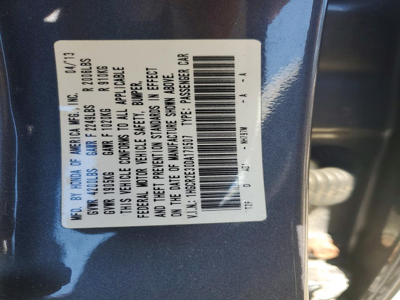 2013 HONDA ACCORD