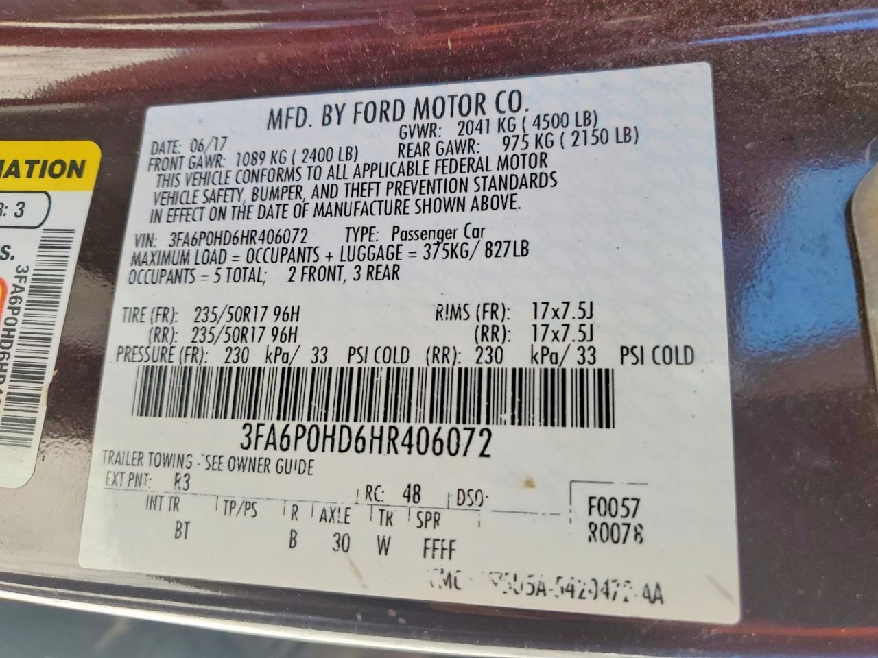 2017 FORD FUSION